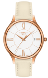 Tissot T Lady Bella Ora Round White Dial Beige Leather Strap Watch For Women - T103.210.36.018.00 Authentic Buy Shop Now