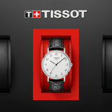 Tissot Everytime Desire Medium White Dial Black Leather Strap Watch For Men - T109.410.16.032.00 Authentic Buy Shop Now