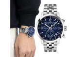 Tissot PRC 200 Chronograph Quartz Blue Dial Silver Steel Strap Watch For Men - T114.417.11.047.00 Authentic Buy Shop Now