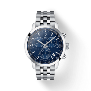 Tissot PRC 200 Chronograph Quartz Blue Dial Silver Steel Strap Watch For Men - T114.417.11.047.00 Authentic Buy Shop Now