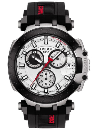 Tissot T Race Chronograph White Dial Black Silicone Strap Watch For Men - T115.417.27.011.00 Authentic Buy Shop Now