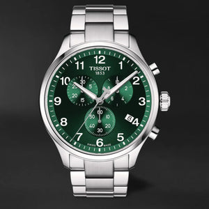 Tissot Chrono XL Classic Green Dial Silver Steel Strap Watch for Men - T116.617.11.092.00 Authentic Buy Shop Now