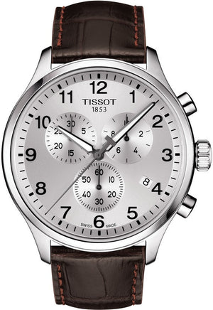 Tissot Chrono XL Silver Dial Brown Leather Strap Watch For Men - T116.617.16.037.00 Authentic Buy Shop Now