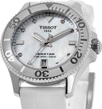Tissot Seastar 1000 Mother of Pearl White Dial White Rubber Strap Watch for Women - T120.210.17.116.00 Authentic Buy Shop Now