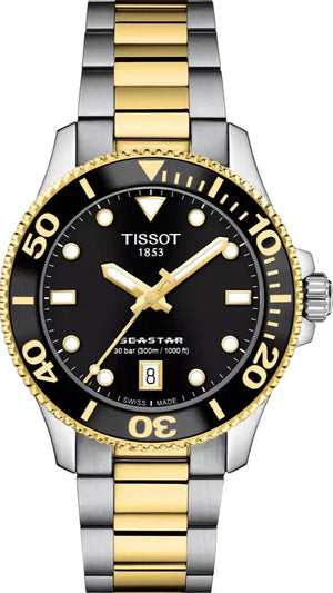 Tissot Seastar 1000 Black Dial Two Tone Steel Strap Watch for Women - T120.210.22.051.00 Authentic Buy Shop Now