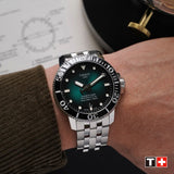 Tissot Seastar 1000 Powermatic 80 Green Dial Silver Steel Strap Watch For Men - T120.407.11.091.01 Authentic Buy Shop Now