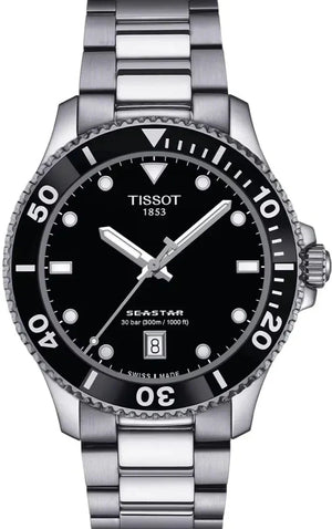 Tissot Seastar 1000 Black Dial Silver Steel Strap Watch For Men - T120.410.11.051.00 Authentic Buy Shop Now