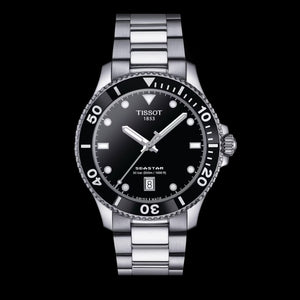 Tissot Seastar 1000 Black Dial Silver Steel Strap Watch For Men - T120.410.11.051.00 Authentic Buy Shop Now
