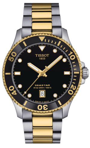 Tissot Seastar 1000 Black Dial Two Tone Steel Strap Watch For Men - T120.410.22.051.00 Authentic Buy Shop Now