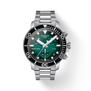 Tissot Seastar 1000 Chronograph Green Dial Silver Steel Strap Watch For Men - T120.417.11.091.01 Authentic Buy Shop Now