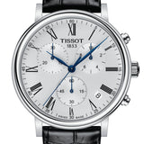 Tissot Carson Premium Chronograph Silver Dial Black Leather Strap Watch For Men - T122.417.16.033.00 Authentic Buy Shop Now