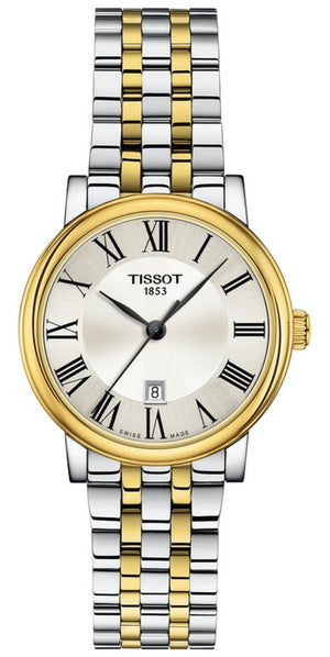 Tissot T Classic Carson Lady Premium Silver Dial Two Tone Steel Strap Watch For Women - T122.210.22.033.00 Authentic Buy Shop Now