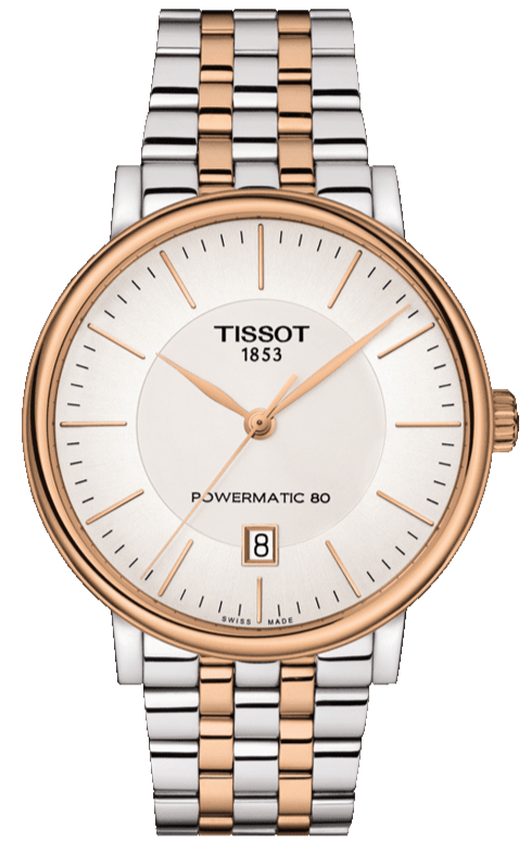 Tissot Carson Premium Powermatic 80 White Dial Two Tone Steel Strap Watch For Men - T122.407.22.031.01 Authentic Buy Shop Now