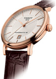 Tissot Carson Premium Powermatic 80 White Dial Brown Leather Strap Watch For Men - T122.407.36.031.00 Authentic Buy Shop Now