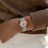 Tissot Carson Premium Lady Mother of Pearl Pink Dial Silver Steel Strap Watch For Women - T122.210.11.159.00 Authentic Buy Shop Now