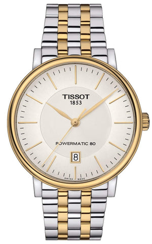 Tissot Carson Premium Powermatic 80 White Dial Two Tone Steel Strap Watch For Men - T122.407.22.031.00 Authentic Buy Shop Now