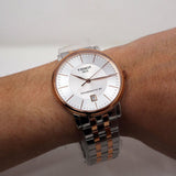 Tissot Carson Premium Powermatic 80 White Dial Two Tone Steel Strap Watch For Men - T122.407.22.031.01 Authentic Buy Shop Now