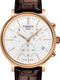 Tissot Carson Premium Chronograph White Dial Brown Leather Strap Watch For Men - T122.417.36.011.00 Authentic Buy Shop Now