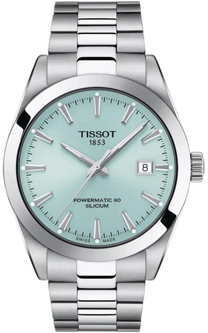 Tissot Gentleman Powermatic 80 Silicium Ice Blue Silver Steel Strap Watch For Men - T127.407.11.351.00 Authentic Buy Shop Now