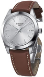 Tissot Gentleman Silver Dial Brown Leather Strap Watch For Men - T127.410.16.031.00 Authentic Buy Shop Now