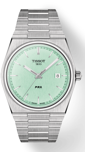 Tissot PRX Quartz Light Green Dial Silver Steel Strap Watch for Men - T137.410.11.091.01 Authentic Buy Shop Now