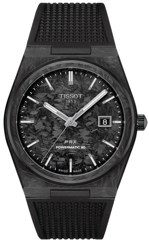 Tissot PRX Powermatic 80 Carbon Black Dial Black Rubber Strap Watch for Men - T137.907.97.201.00 Authentic Buy Shop Now