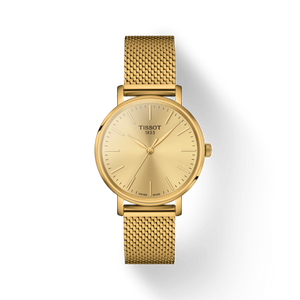 Tissot Everytime Lady Gold Dial Gold Mesh Bracelet Watch for Women - T143.210.33.021.00 Authentic Buy Shop Now