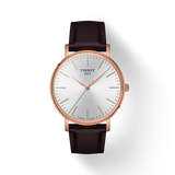 Tissot Everytime Gent Silver Dial Brown Leather Strap Watch for Men - T143.410.36.011.00 Authentic Buy Shop Now