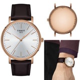 Tissot Everytime Gent Silver Dial Brown Leather Strap Watch for Men - T143.410.36.011.00 Authentic Buy Shop Now