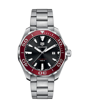 Tag Heuer Aquaracer Black Dial Silver Steel Strap Watch for Men - WAY101B.BA0746 Authentic Buy Shop Now
