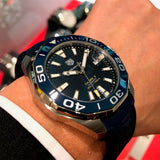 Tag Heuer Aquaracer Calibre 5 Automatic Blue Dial Blue Rubber Strap Watch for Men - WAY201B.FT6150 Authentic Buy Shop Now