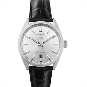Tag Heuer Carrera Date Silver Dial Black Leather Strap Watch for Men - WBN2111.FC6505 Authentic Buy Shop Now