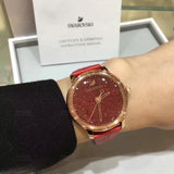 Swarovski Crystalline Hours Red Crystal Dial Red Leather Strap Watch for Women - 5295380 Authentic Buy Shop Now