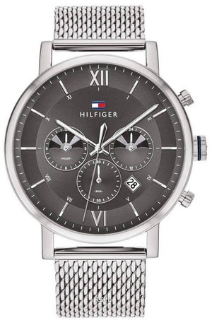 Tommy Hilfiger Evan Grey Dial Silver Mesh Bracelet Watch for Men - 1710396 Authentic Buy Shop Now