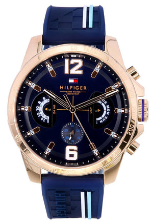 Tommy Hilfiger Decker Multifunction Blue Dial Blue Rubber Strap Watch for Men - 1791474 Authentic Buy Shop Now
