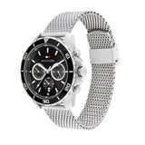 Tommy Hilfiger Jordan Chronograph Black Dial Silver Mesh Strap Watch For Men - 1792092 Authentic Buy Shop Now