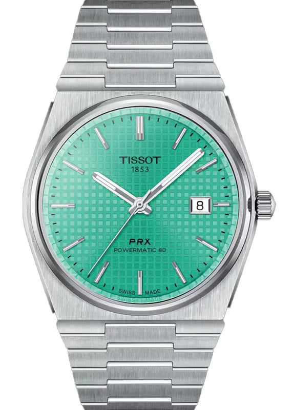 Tissot PRX Powermatic 80 Automatic Mint Green Dial Silver Steel Strap Watch for Men - T137.407.11.091.01 Authentic Buy Shop Now