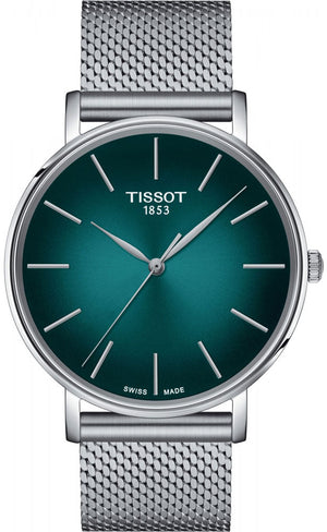 Tissot Everytime Gent Green Dial Silver Mesh Bracelet Watch for Men - T143.410.11.091.00 Authentic Buy Shop Now