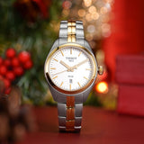 Tissot T Classic PR 100 Sport Chic White Dial Two Tone Steel Strap Watch For Women - T101.210.22.031.00 Authentic Buy Shop Now