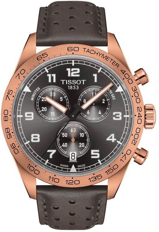 Tissot T Sport PRS 516 Chronograph Grey Dial Grey Leather Strap Watch for Men - T131.617.36.082.00 Authentic Buy Shop Now