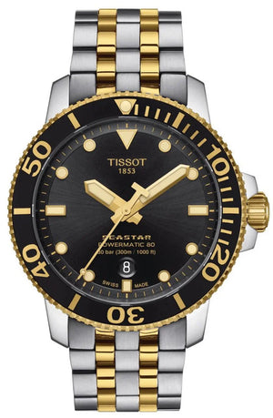 Tissot Seastar 1000 Powermatic 80 Black Dial Two Tone Steel Strap Watch For Men - T120.407.22.051.00 Authentic Buy Shop Now