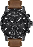 Tissot Supersport Chrono Black Dial Brown Leather Strap Watch for Men - T125.617.36.051.01 Authentic Buy Shop Now