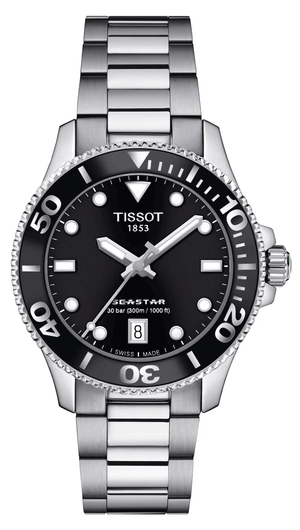 Tissot Seastar 1000 Lady Black Dial Silver Steel Strap Watch for Women - T120.210.11.051.00 Authentic Buy Shop Now