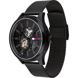 Tommy Hilfiger Spencer Skeleton Black Dial Black Mesh Bracelet Watch for Men - 1791644 Authentic Buy Shop Now