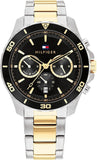 Tommy Hilfiger Jordon Chronograph Black Dial Two Tone Steel Strap Watch For Men - 1792095 Authentic Buy Shop Now