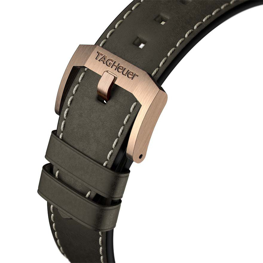 Tag Heuer Autavia Calibre 5 Automatic Olive Green Dial Green Leather Strap Watch for Men - WBE5190.FC8268 Authentic Buy Shop Now