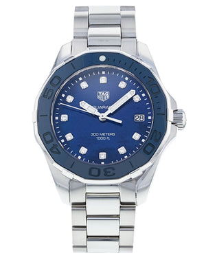 Tag Heuer Aquaracer Diamonds Blue Dial Silver Steel Strap Watch for Women - WAY131L.BA0748 Authentic Buy Shop Now