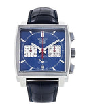 Tag Heuer Monaco Automatic Chronograph Blue Dial Blue Leather Strap Watch for Men - CBL2111.FC6453 Authentic Buy Shop Now