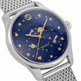 Gucci G-Timeless Motifs Moon Phase Blue Dial Silver Mesh Bracelet Watch For Men - YA126328 Authentic Buy Shop Now