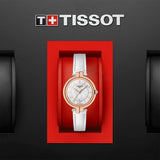 Tissot T Lady Flamingo Mother of Pearl White Dial White Leather Strap Watch For Women - T094.210.26.111.01 Authentic Buy Shop Now